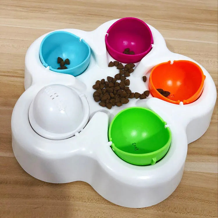 White PP Pet IQ educational toy, 22cm diameter, 8.5cm height, slow feeder and puzzle bowl for dogs.