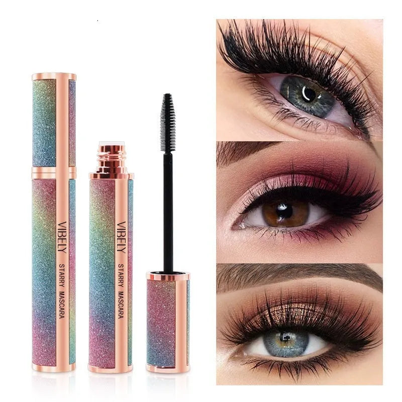 Black waterproof mascara tube for 4D volumised long thick curled eyelashes