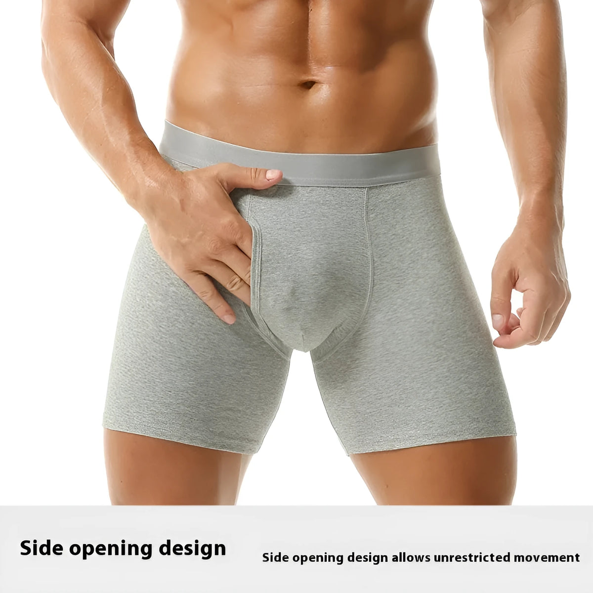 Men's cotton boxer briefs in solid colours, antibacterial breathable seamless hip lifting body shaping, sizes M-5XL