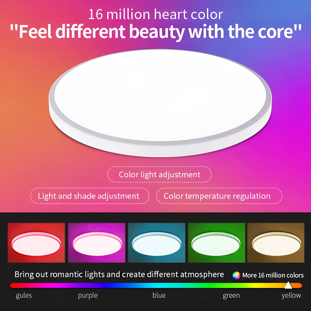 RGBCW intelligent Bluetooth ceiling lamp in black or white with remote control