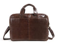 Brown leather business briefcase with 18-inch laptop compartment and professional design