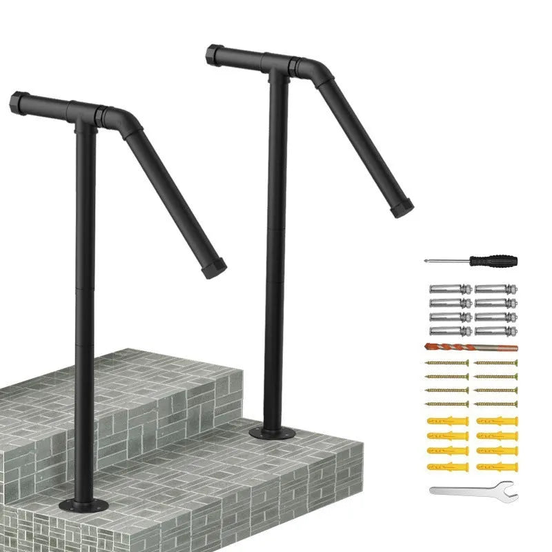 Black metal ladder support bracket with American minimalist design for household storage
