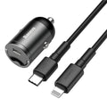 Baseus grey 30W PPS fast car charger with 1 metre USB cable