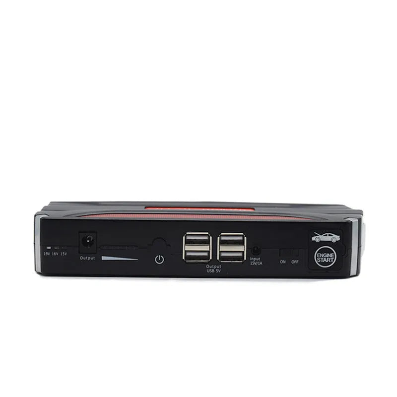 Black and red vehicle emergency starting power supply measuring 178mm with 7800mAh battery capacity
