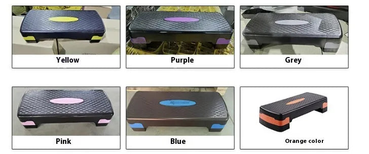 Fit aerobics step platform in orange colour showing 68cm length, 28cm width, and 15cm height.