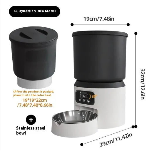 4 litre smart pet feeder with automatic timing and remote monitoring options for cats and dogs