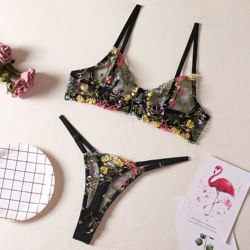 Women's floral underwear suit set in polyester available in multiple colours