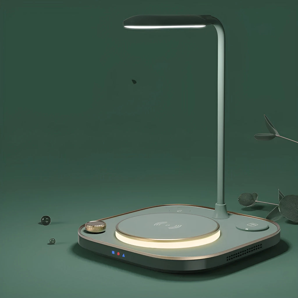 Wireless magnetic charging desk lamp with 15W fast charging for iPhones and Android phones