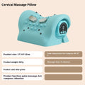 Blue-green portable massage pillow for neck and shoulders with EMS and heat functions