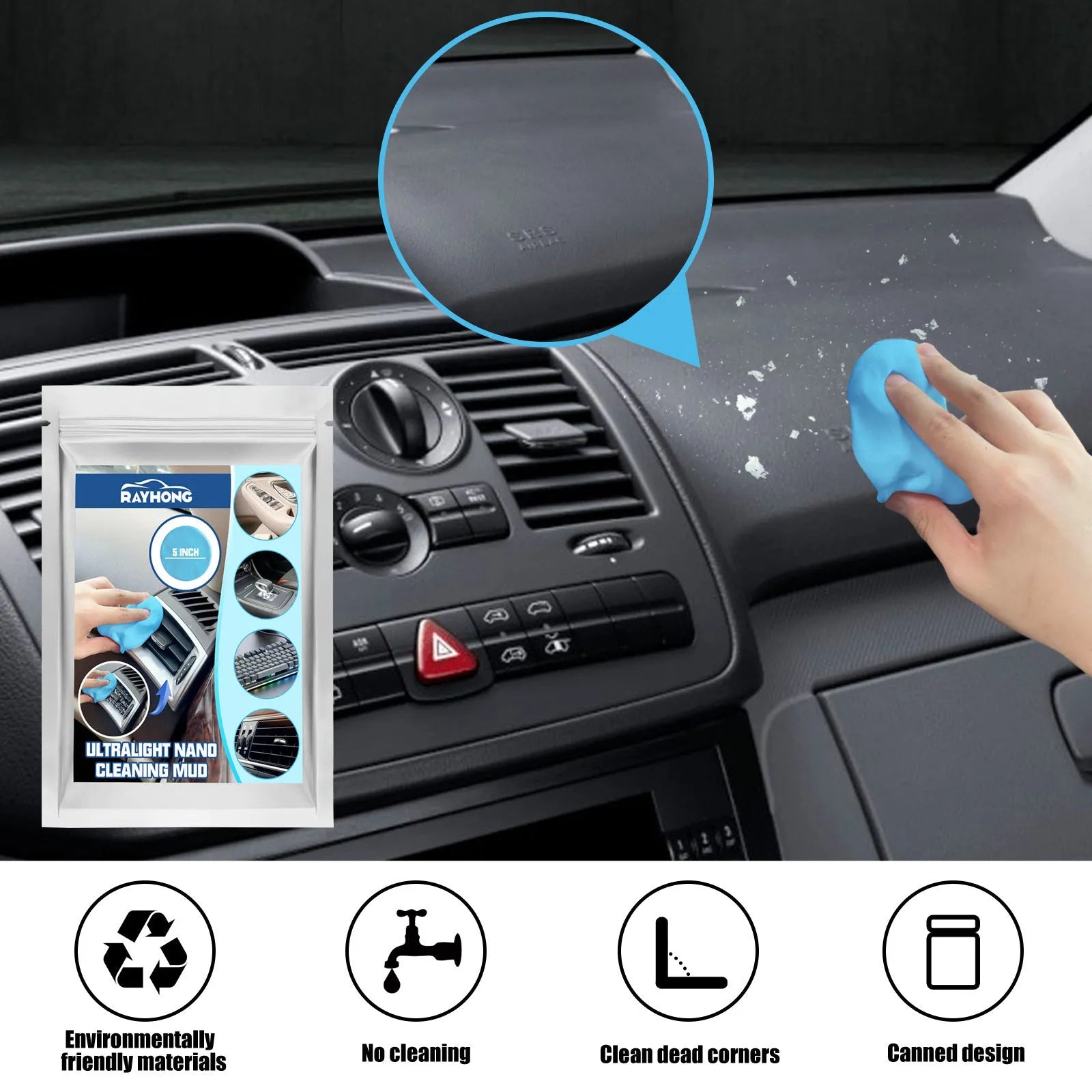 Car interior cleaning mud putty for gap and outlet dust removal