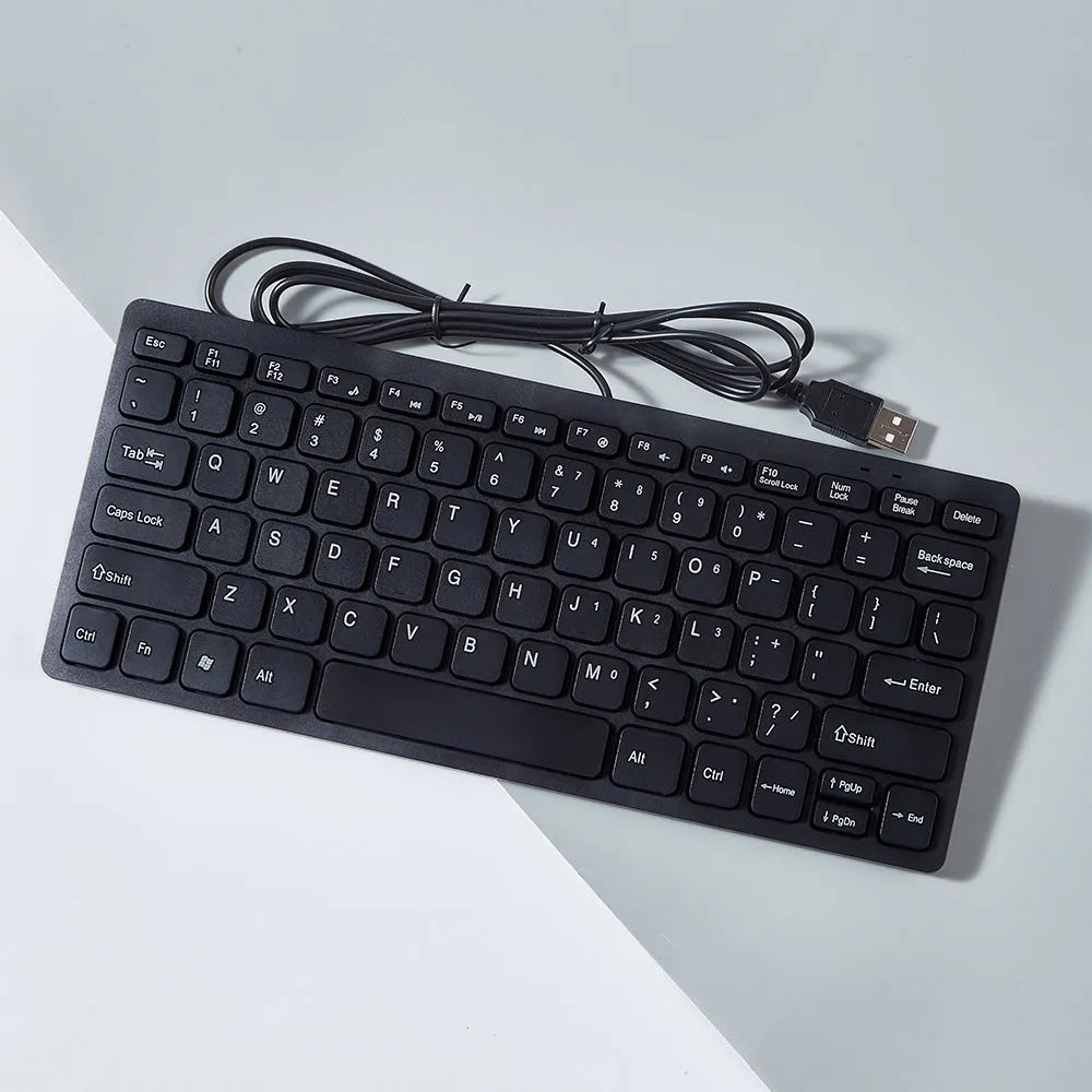 USB wired mini keyboard in black, white, pink or blue colours with compact 280mm design