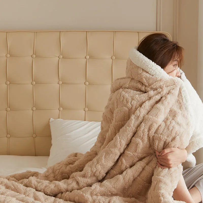 Polyester thermal flannel blanket 180x200cm in tea green colour