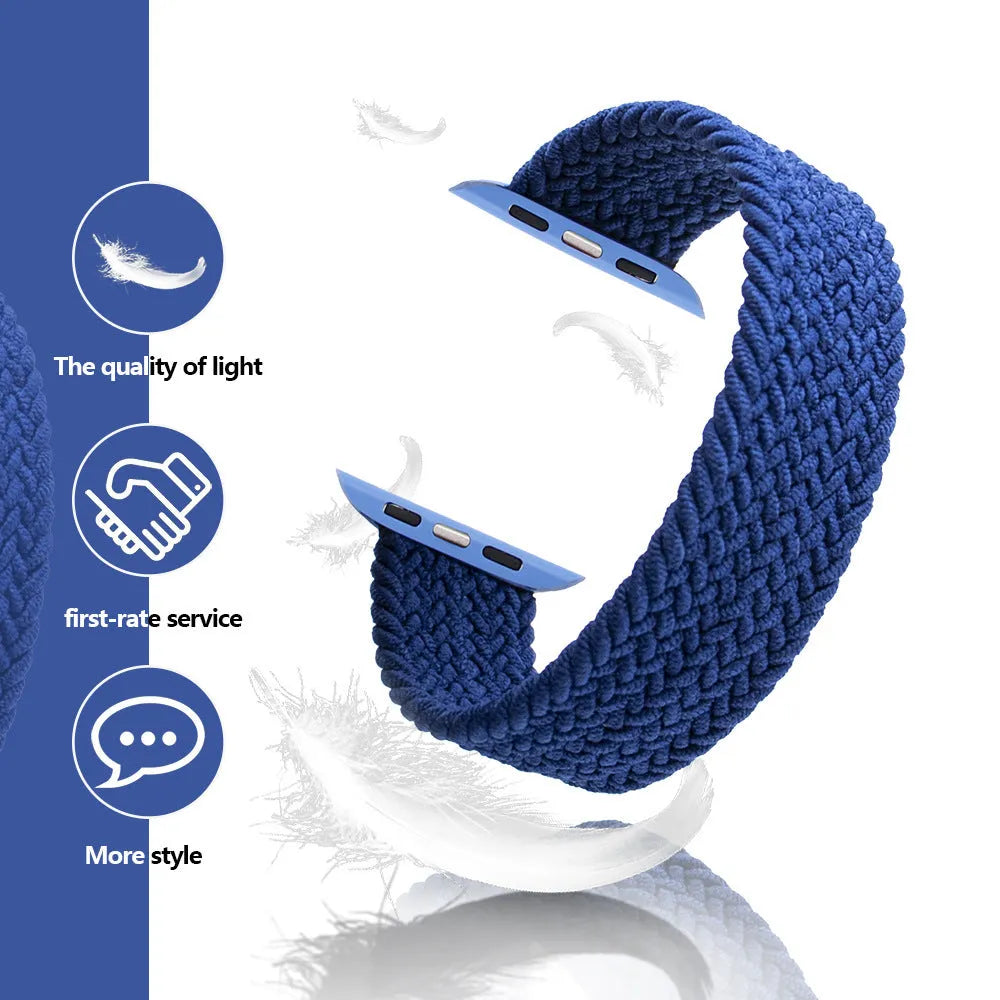 Woven nylon Apple Watch strap with plastic head closure in multiple colour options