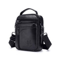 Black genuine leather men's retro style shoulder messenger bag