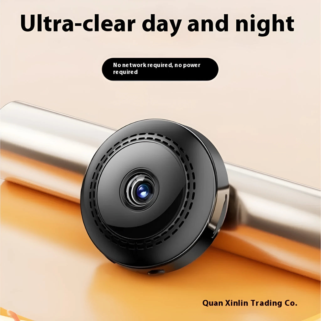 Wireless HD security camera monitor with 360-degree viewing angle on black background