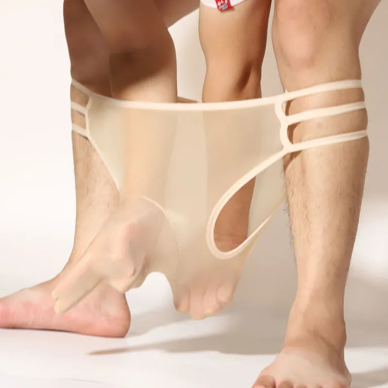 Men's transparent nylon elephant nose shorts in multiple colours with mid waist design