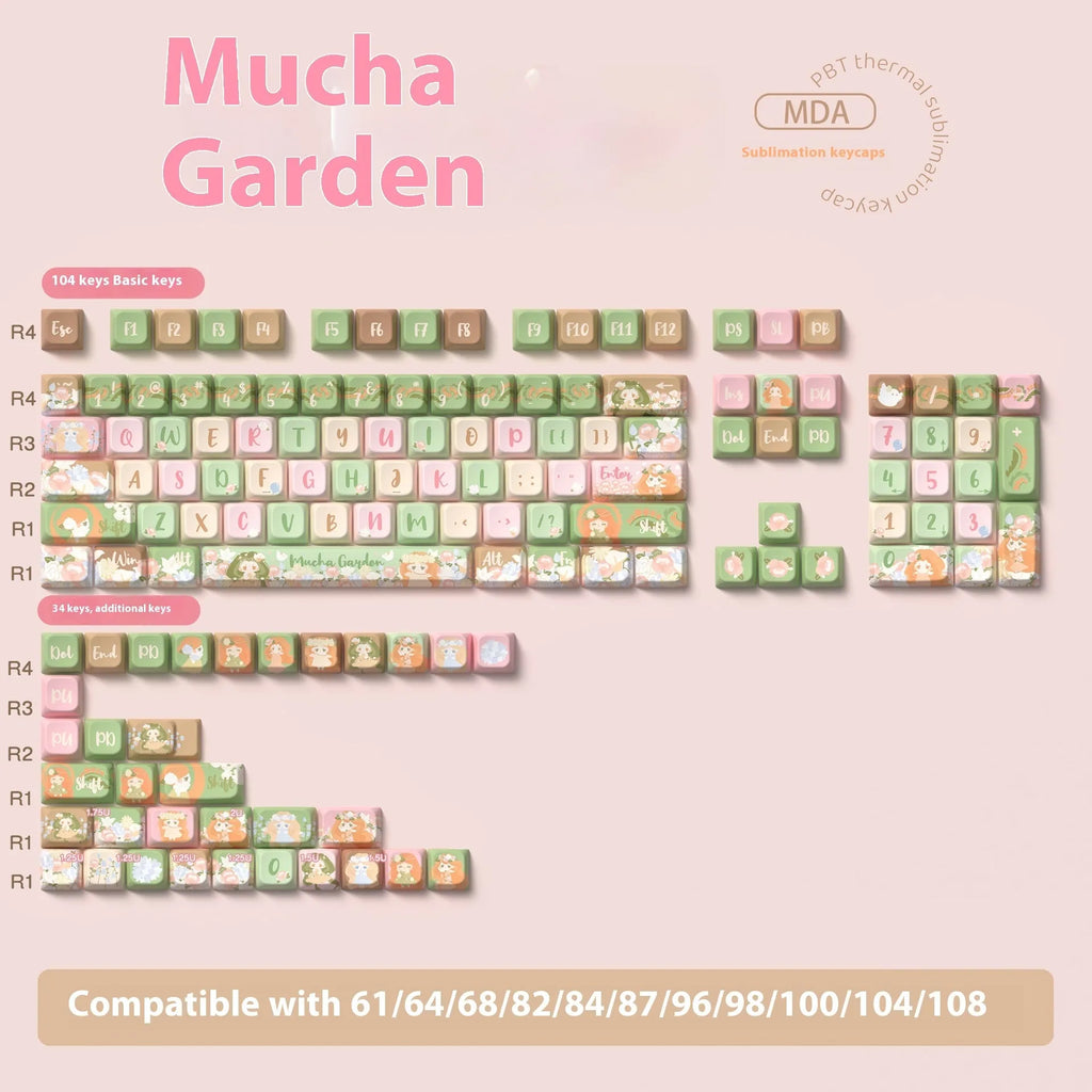 Mu Xia Garden Original mechanical keyboard key cap set in Summer Garden colour with sublimation printing