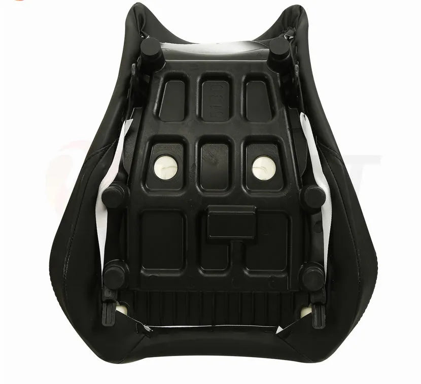 Suzuki GSXR1000 motorcycle with black PU seat covers fitted on front and rear seats.