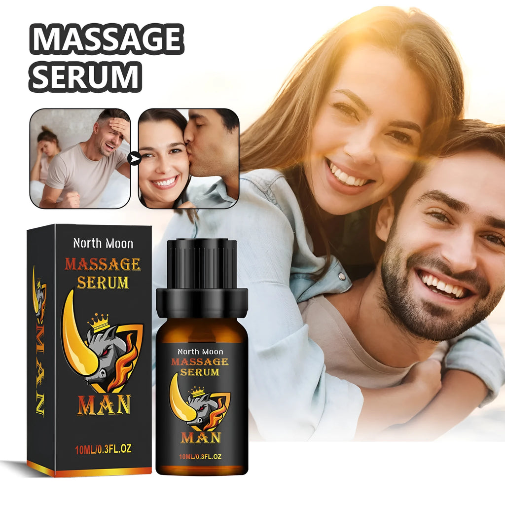 10ml bottle of men's body care essential oil with ginger and vitamin E for external massage.