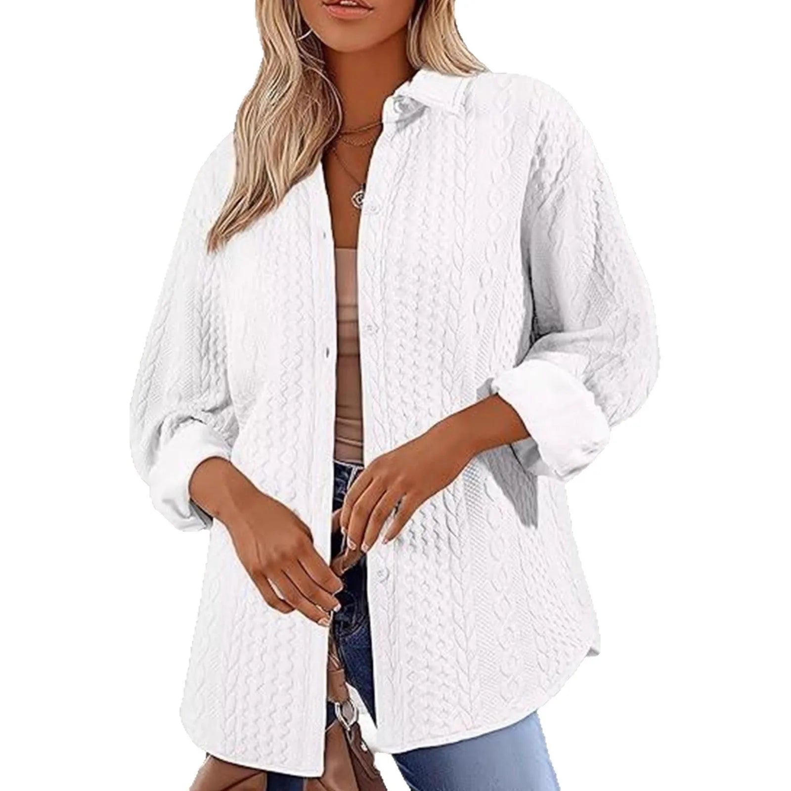 Women's solid colour long sleeve cardigan sweater in black, shown on a hanger.