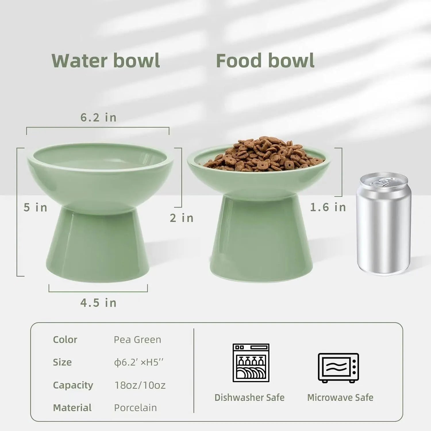 Ceramic elevated cat food bowl with wide shallow 16cm design in blue colour