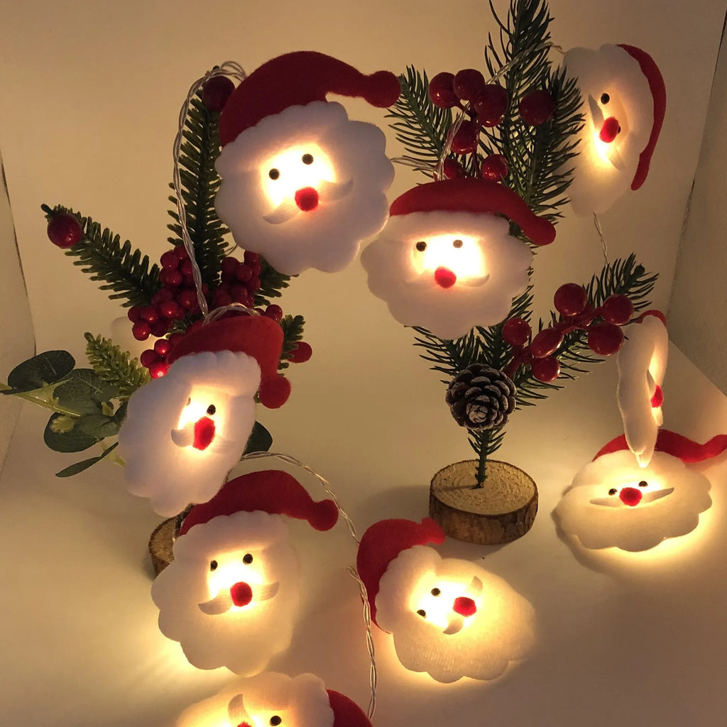Snowman, elk deer and old man Christmas LED string light garland in warm white
