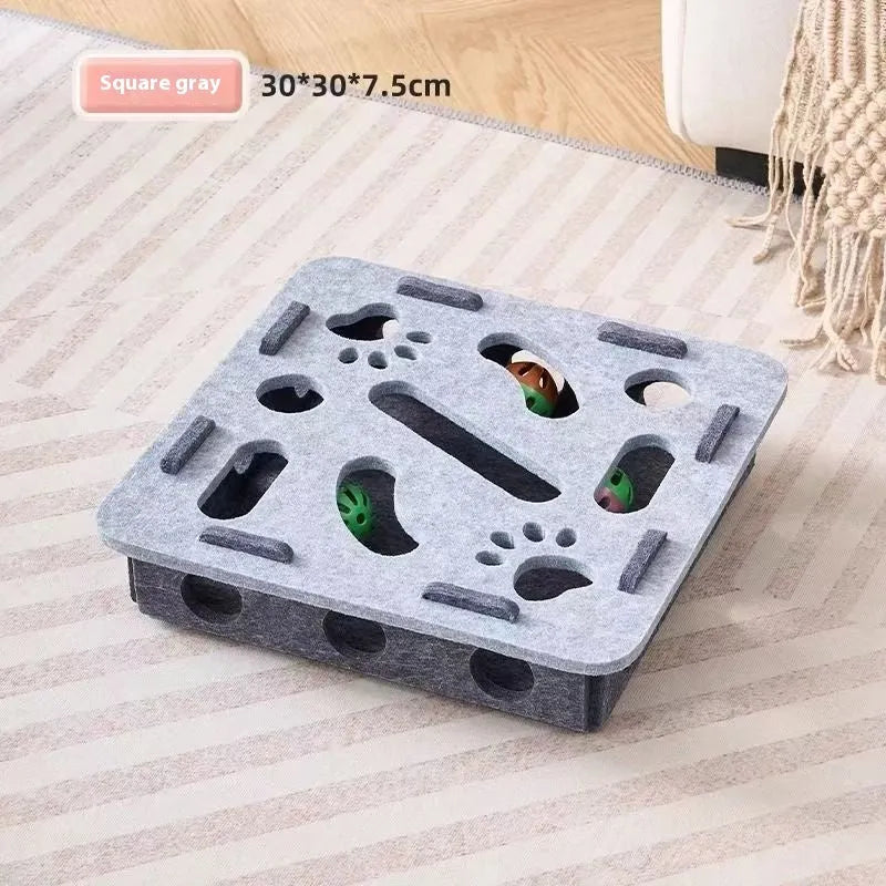 Green brown felt cat scratching box with hole design for cats to scratch