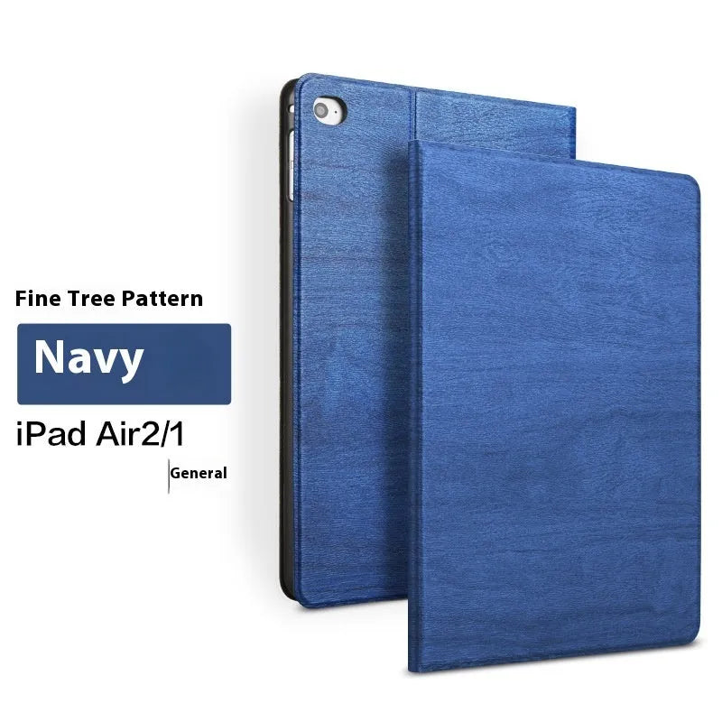 Universal imitation leather protective cover with sleep bracket for Apple iPad, shown in sapphire blue colour.