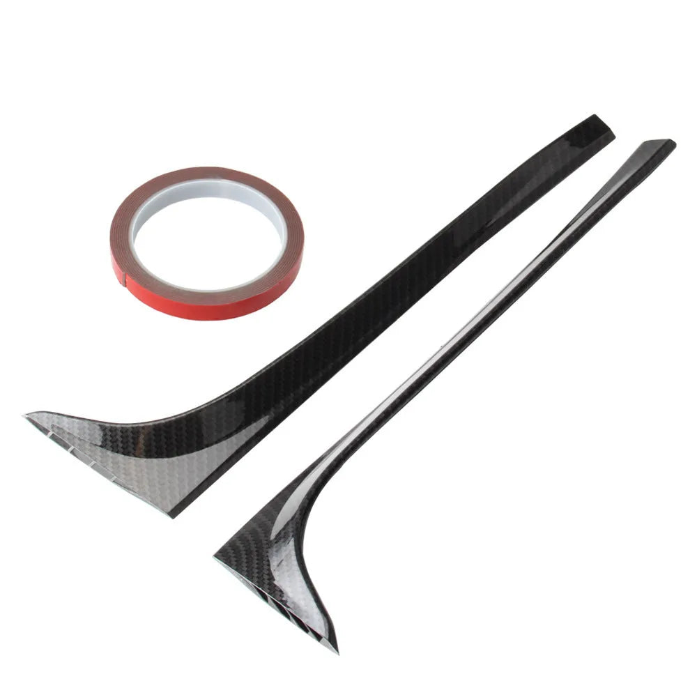 Glossy black ABS plastic rear window spoiler wing for Volkswagen Golf 7 MK7, shown with mounting tape.