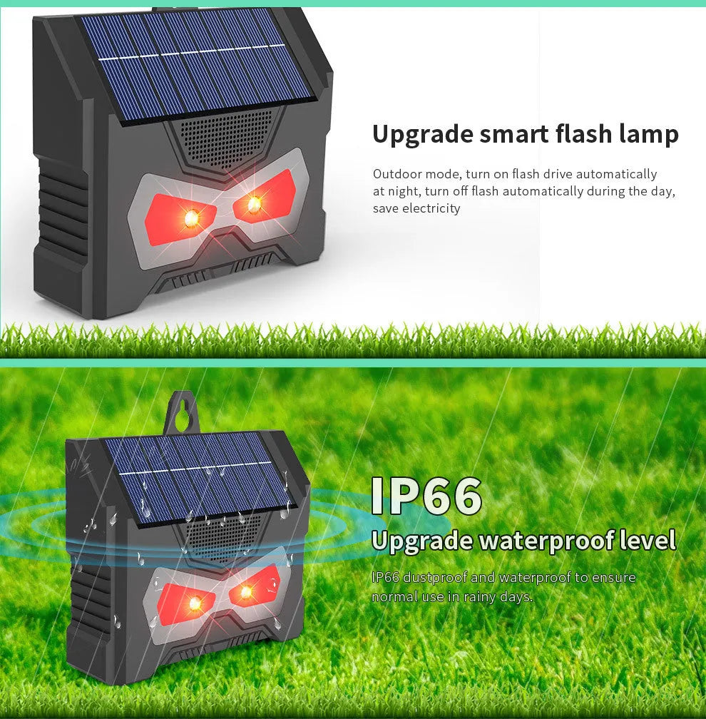 059 black animal-shaped solar ultrasonic repeller for outdoor pest control