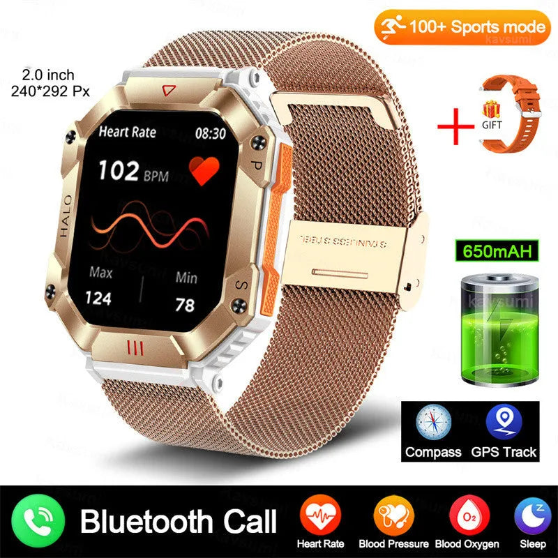 Women's Android GPS smart watch with Bluetooth calling and multiple strap options including black, gold, and leather styles