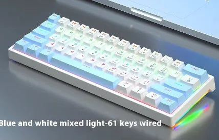 Small bluish black mechanical keyboard with 61 keys and hot-swap switch sockets