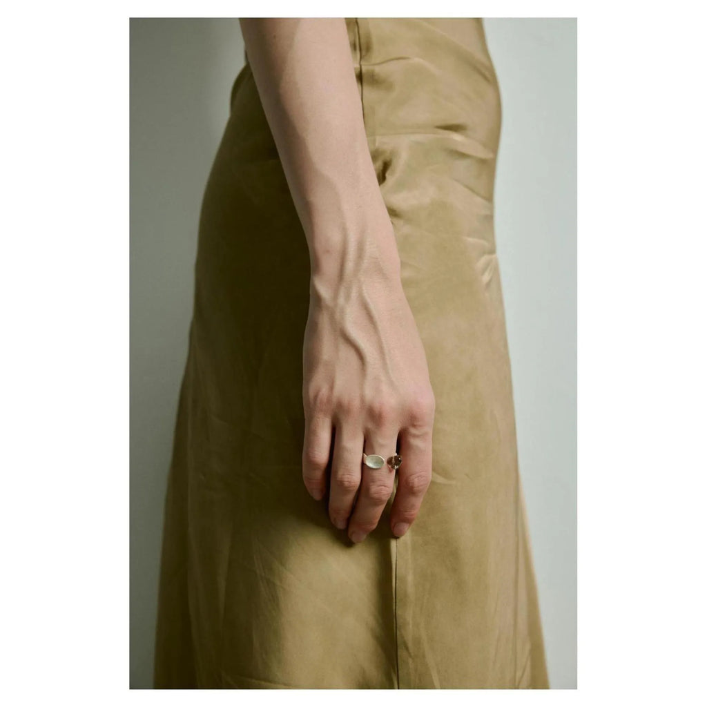 Gold electroplated alloy ring and bracelet set with small round spoon stewed pork charms and diamond detailing