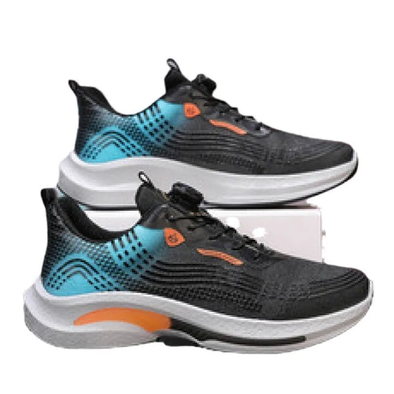 Men's low-top sneakers with mesh upper and rubber sole in black and blue colourway
