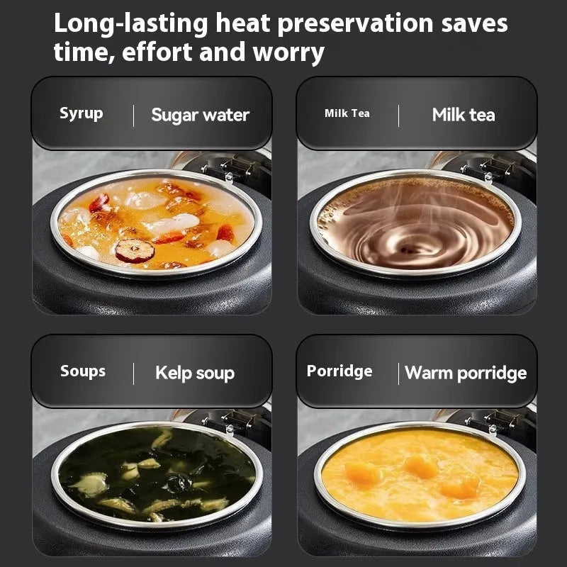 10L black electric heating soup pot with stainless steel insulation and large mouth cover