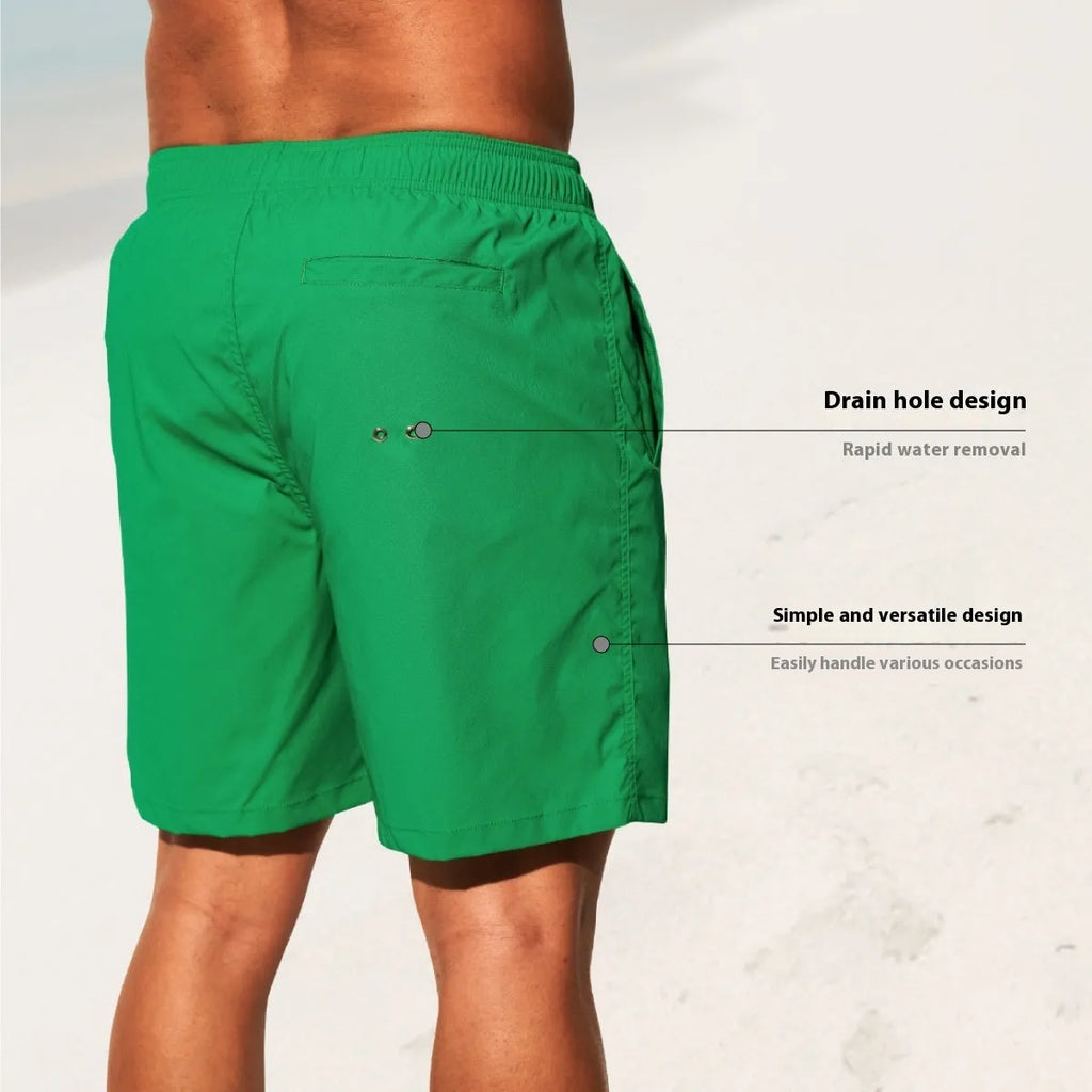 Men's quick-drying nylon sports shorts in blue with straight leg openings