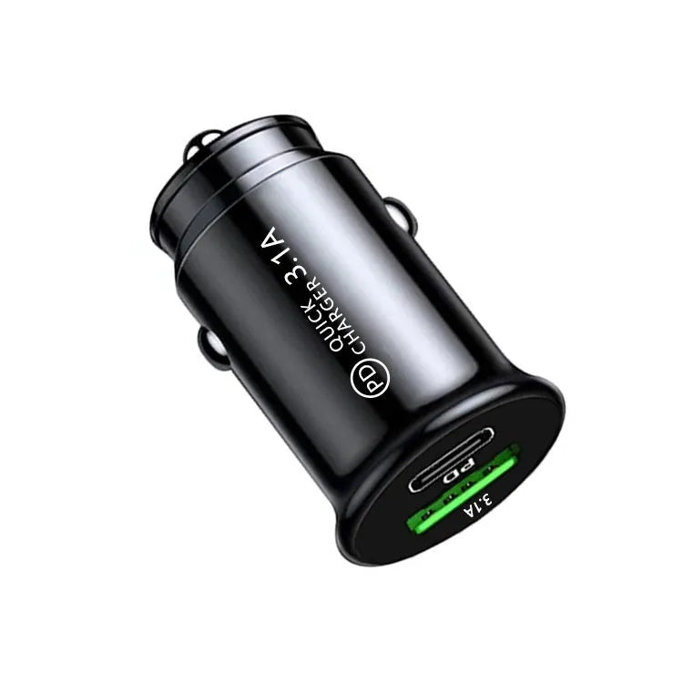 Dual port car charger with LED voltage display plugged into vehicle cigarette lighter socket