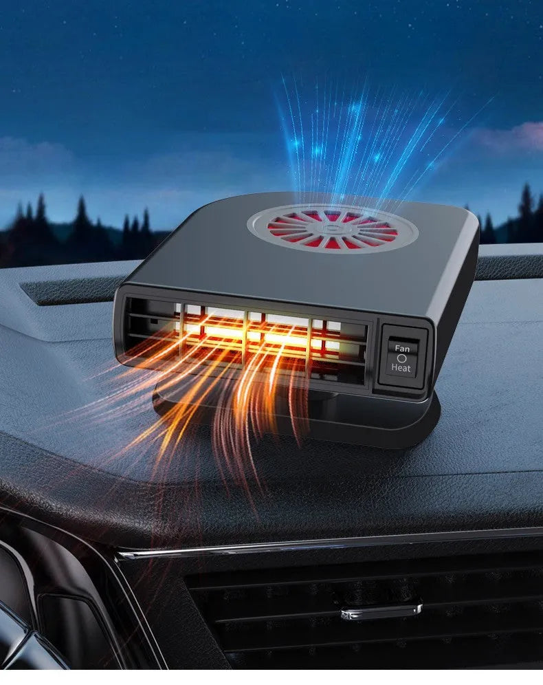 Black compact vehicle-mounted heater for car defrosting and defogging with adjustable bracket