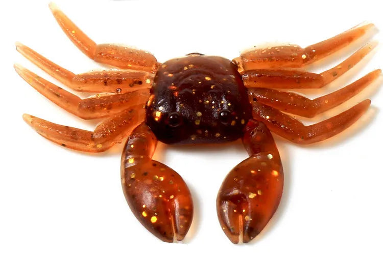 PVC crab fishing lure measuring 8cm in red and brown colour variations