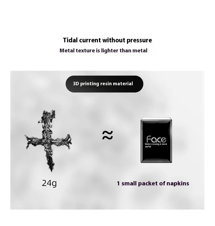Gothic cross design hard resin cover for Apple AirPods Max headphones in gunmetal colour.