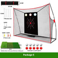 Golf wedge training net with straw mat and practice accessories including limit nails and balls