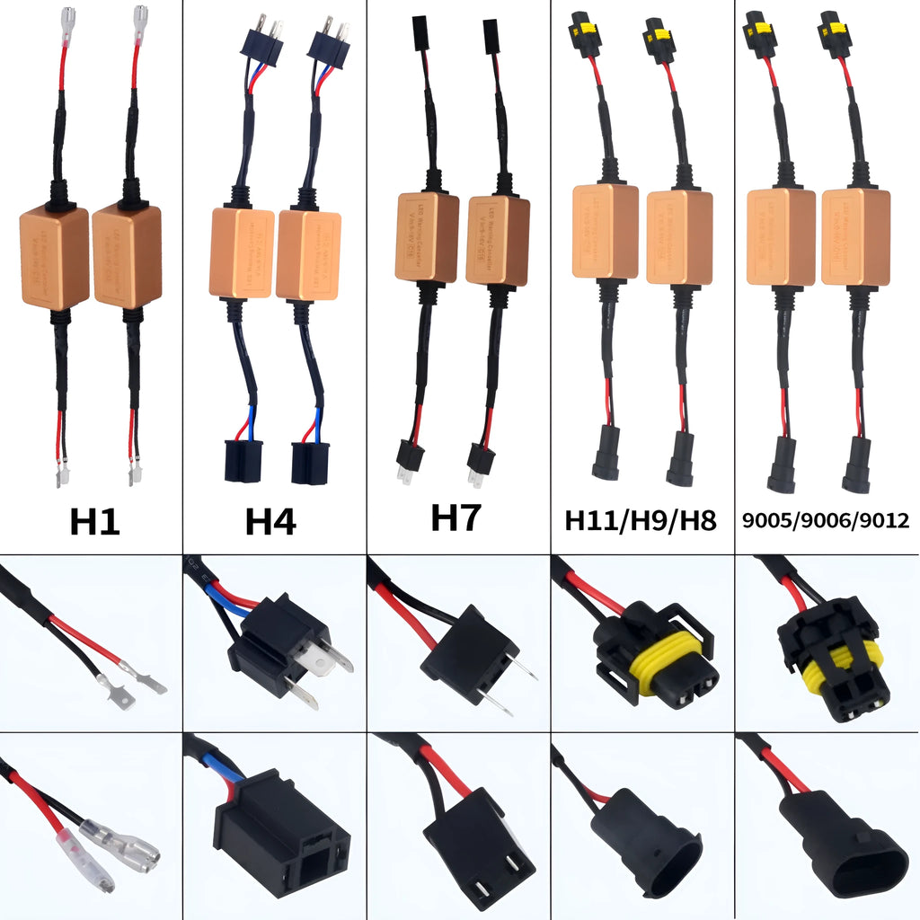 Black alloy Canbus decoder adapter for H1 H7 H11 H13 H4 LED car headlights.