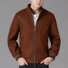 Men's grey sports-style fleece jacket with long sleeves and a stick pocket