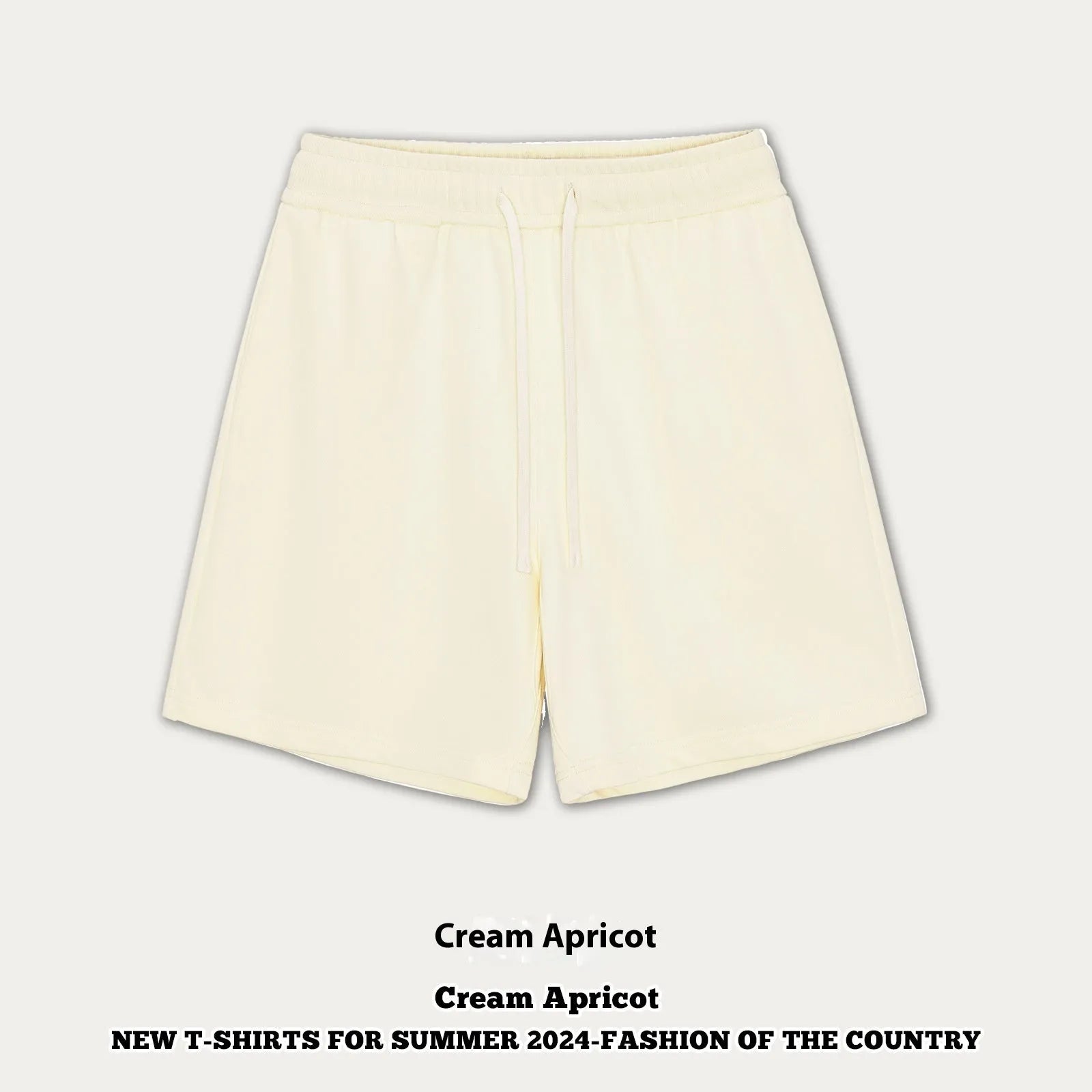 Children's loose cotton denim shorts in charcoal grey, cream apricot, khaki, grey green, and black colours