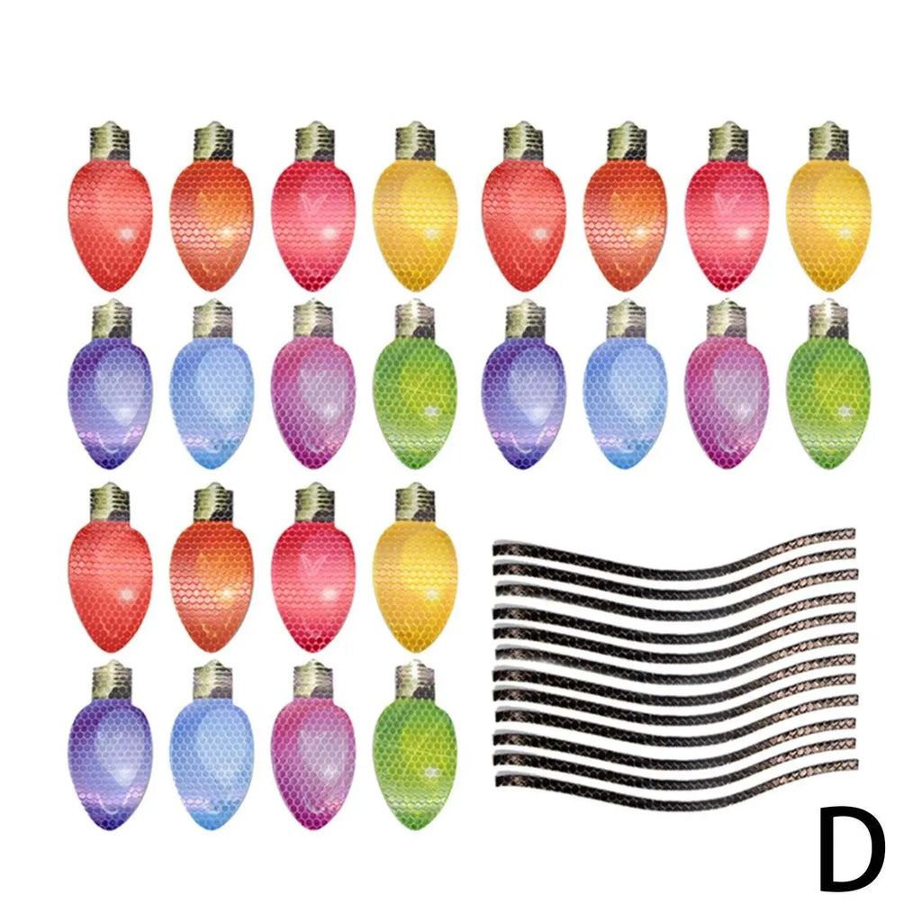 Christmas magnetic reflective light bulb set with 24 bulb ornaments and 12 wire pieces for car and refrigerator decoration