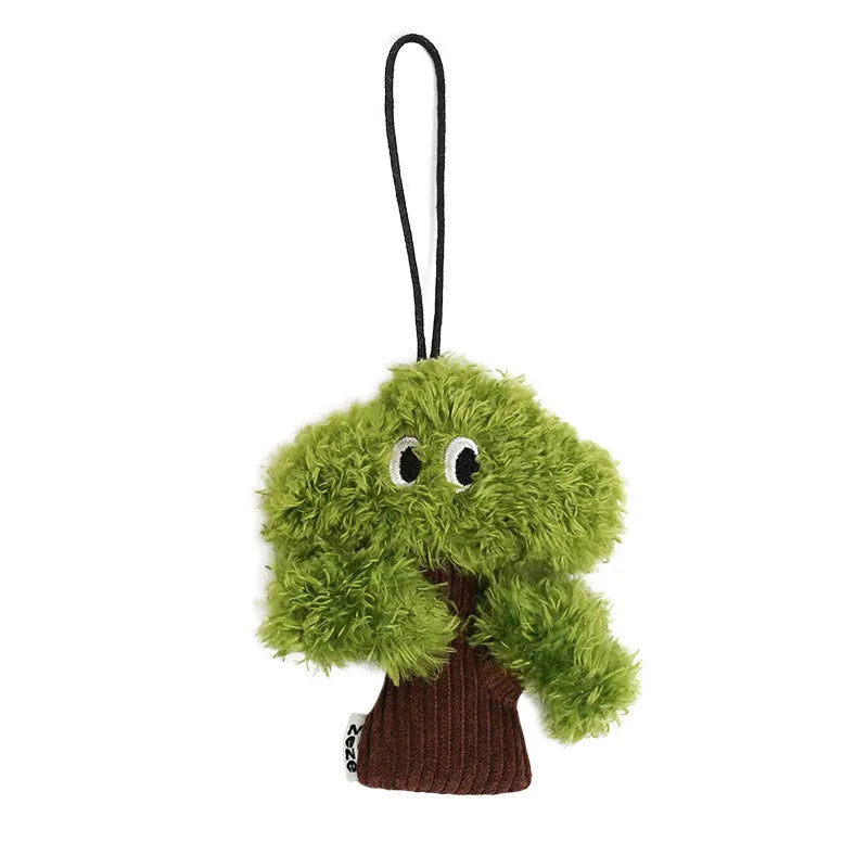 Pine tree-shaped cat toy pendant bag with mint filling for biting and grinding, shown in three size options.