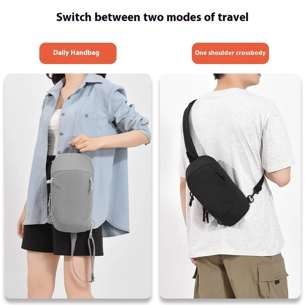 Outdoor nylon crossbody sports bag with internal phone compartment in six colour options