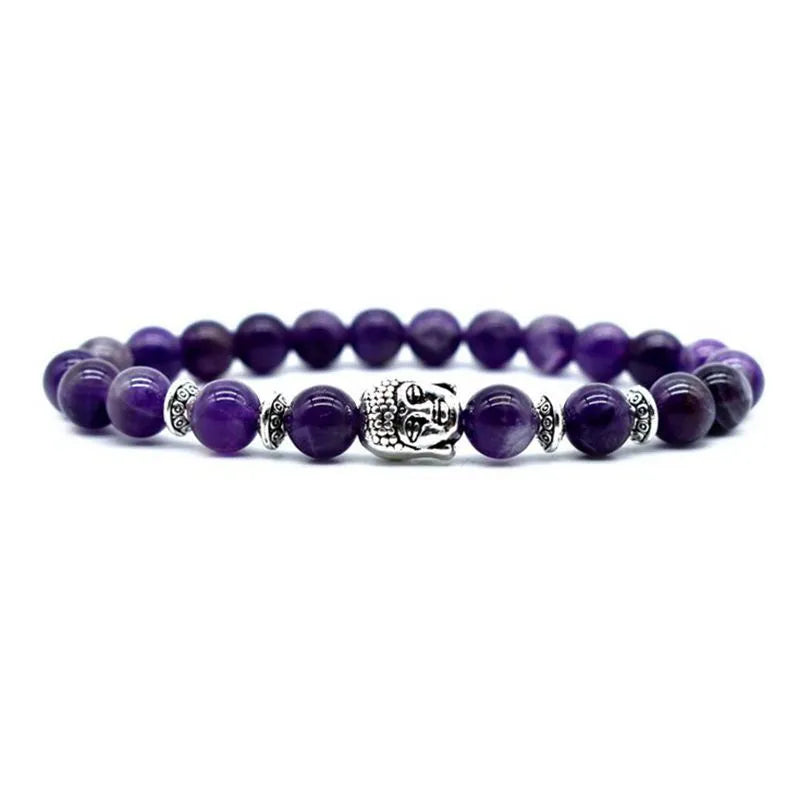 Handmade unisex bracelet with large 19mm tiger eye Buddha head bead on wrist