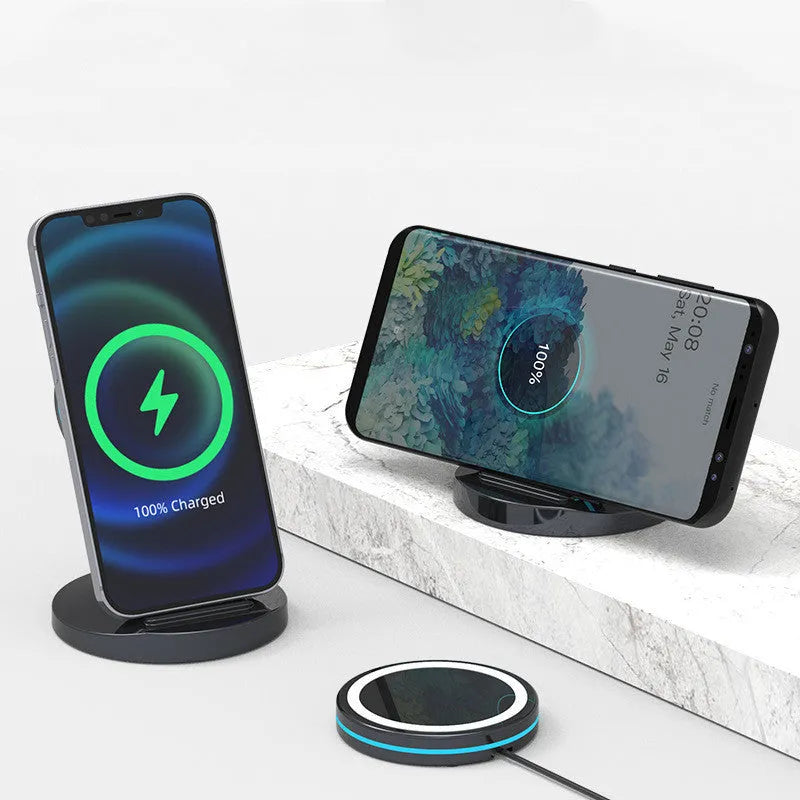 Magnetic 3-in-1 folding wireless charging stand compatible with iPhone 12 showing compact folded position