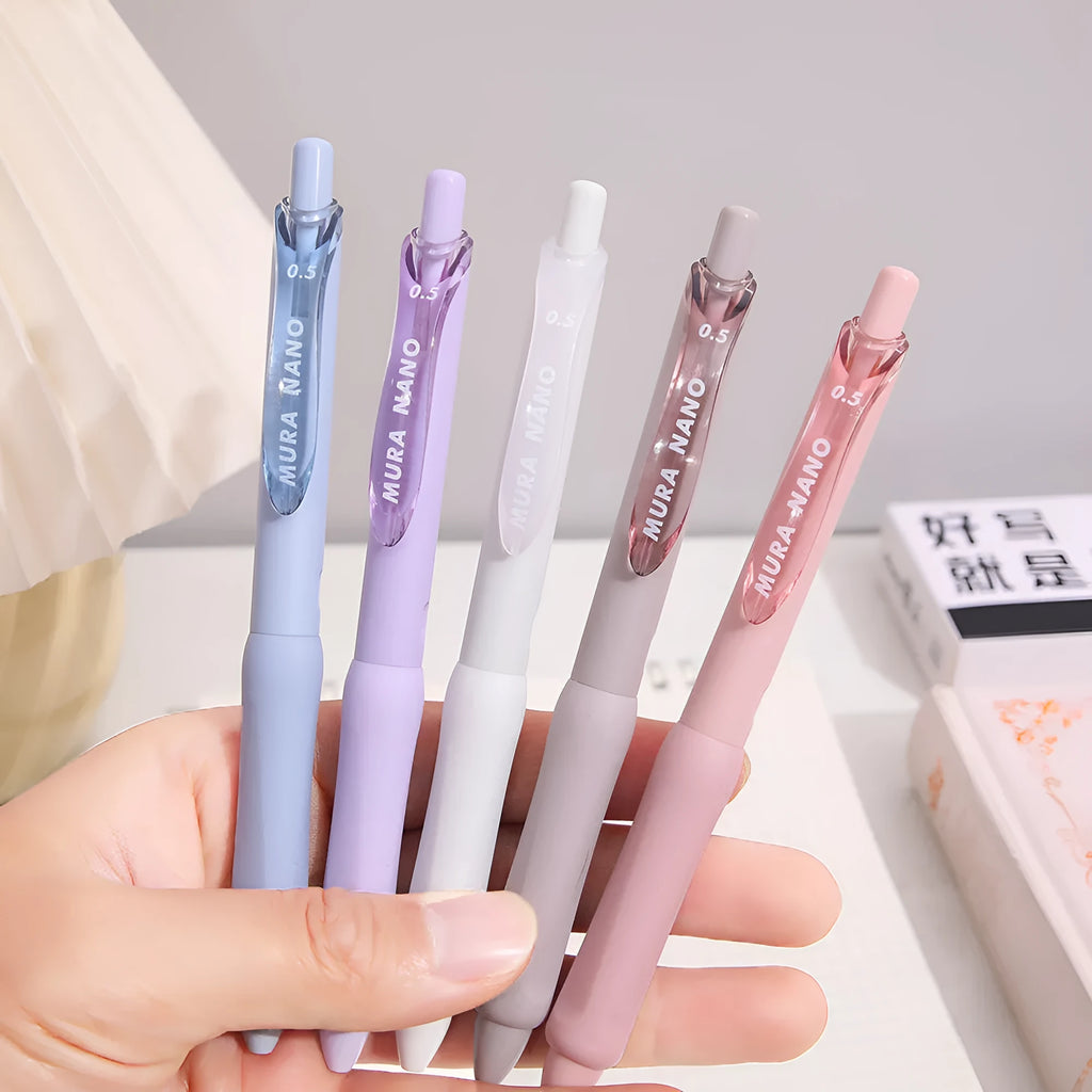 Macaron colour series press gel pen with a 0.5mm tip on a white background.